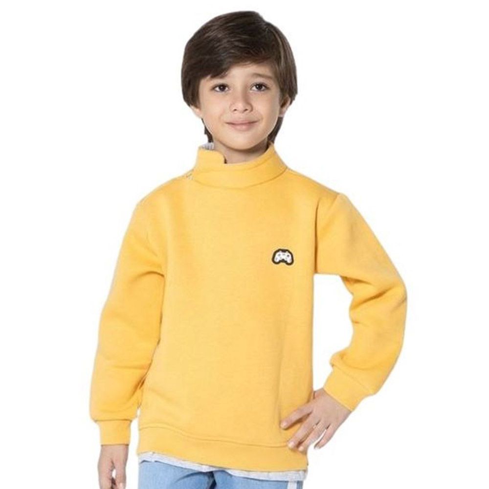 Little Kangaroos - Boy Solid High Neck Sweatshirt - Cheese