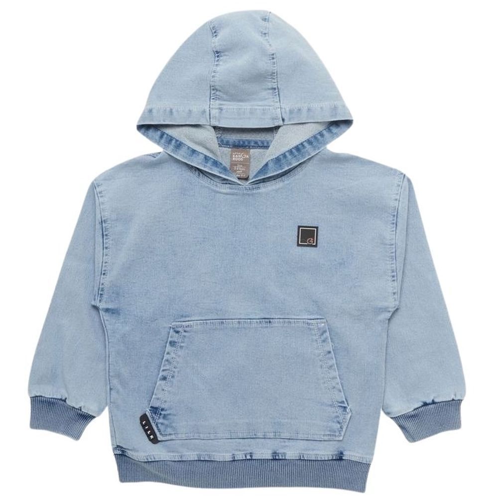 Little Kangaroos - Boy Denim Hooded Sweatshirt - Light Blue