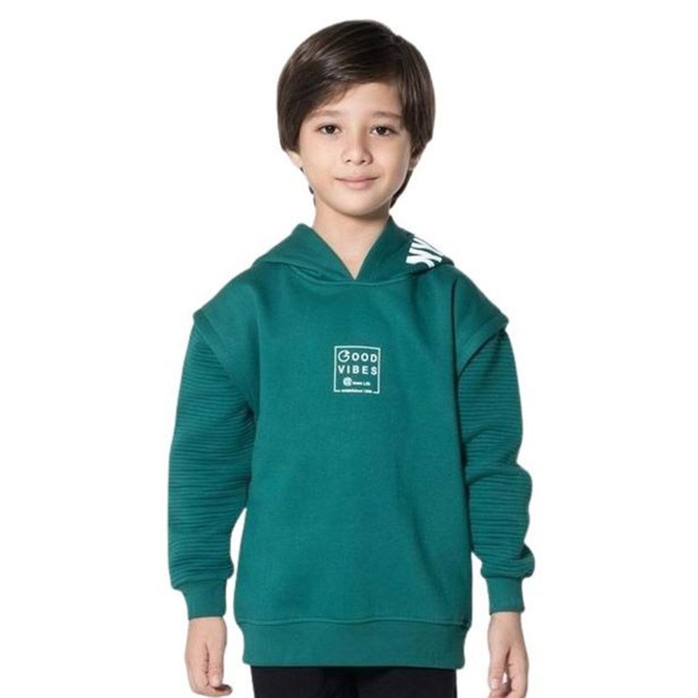 Little Kangaroos - Boy Good Vibes Hooded Sweatshirt - Green