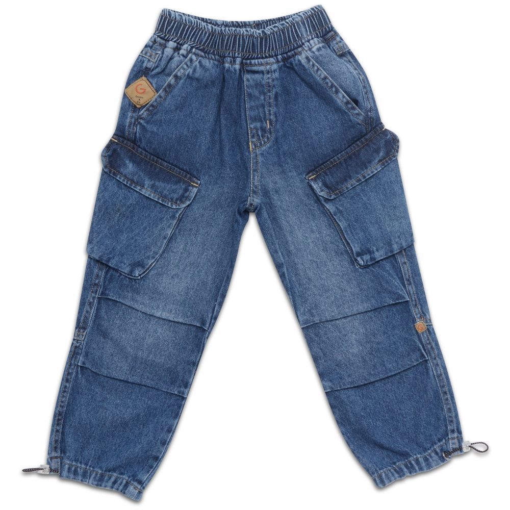 Little Kangaroos - Boy Elasticated Cargo Jeans - Dark Blue