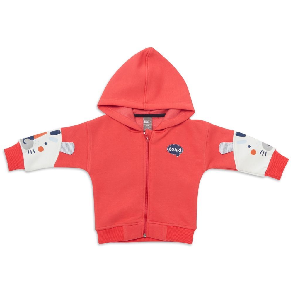 Little Kangaroos - Baby Boy Printed Hoodie Jacket - Coral