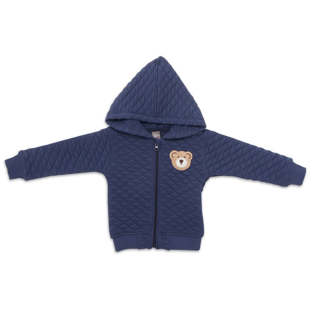 Little Kangaroos - Baby Boy Printed Hoodie Jacket - Navy