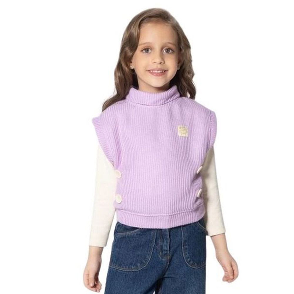 Little Kangaroos - 2pc-Set - Knitted Sweater w/ T-Shirt - Purple