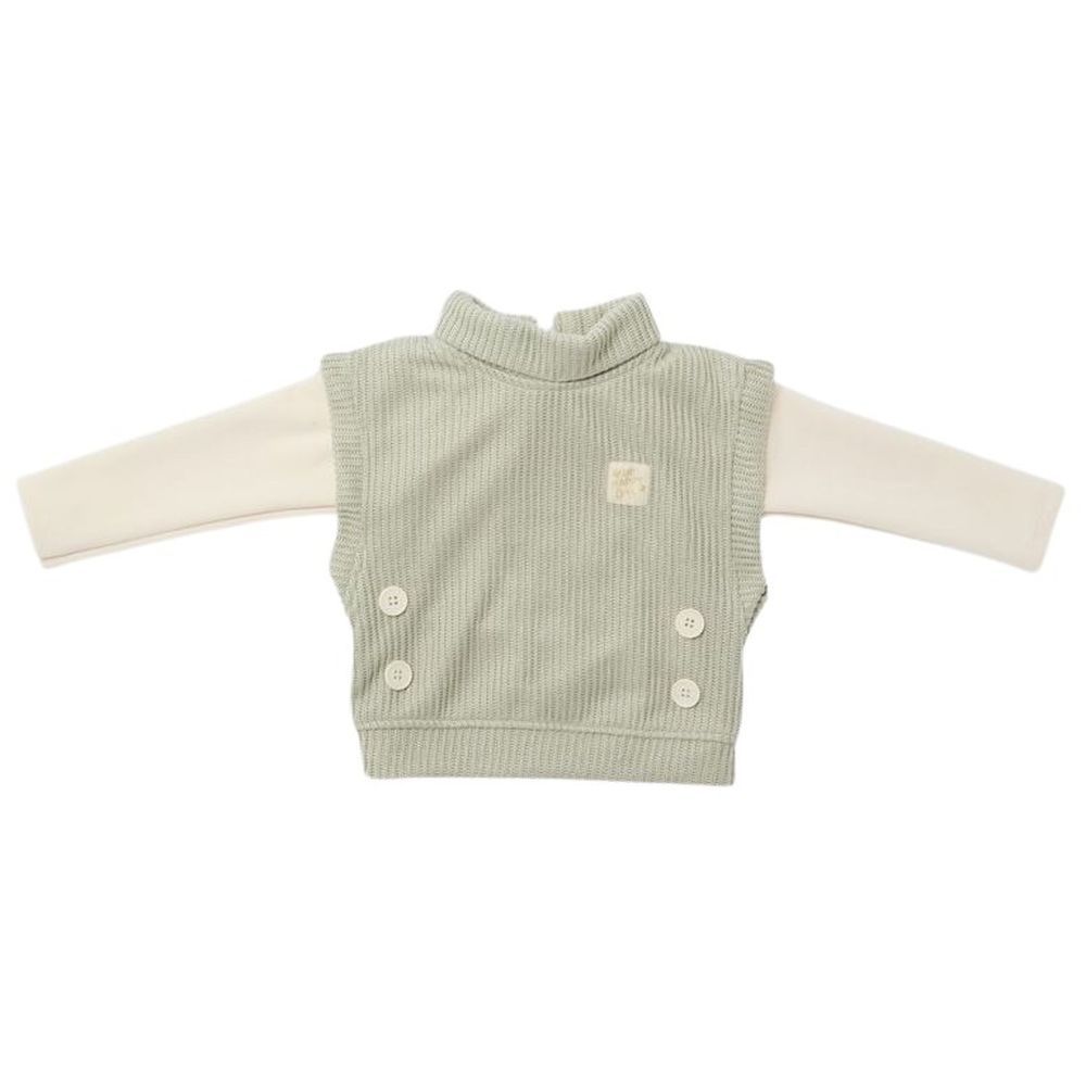 Little Kangaroos - 2pc-Set - Knitted Sweater w/ T-Shirt - Olive