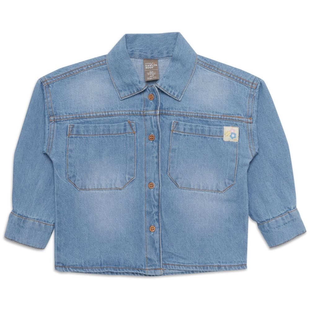 Little Kangaroos - Girl Full Sleeve Denim Shirt - Light Blue