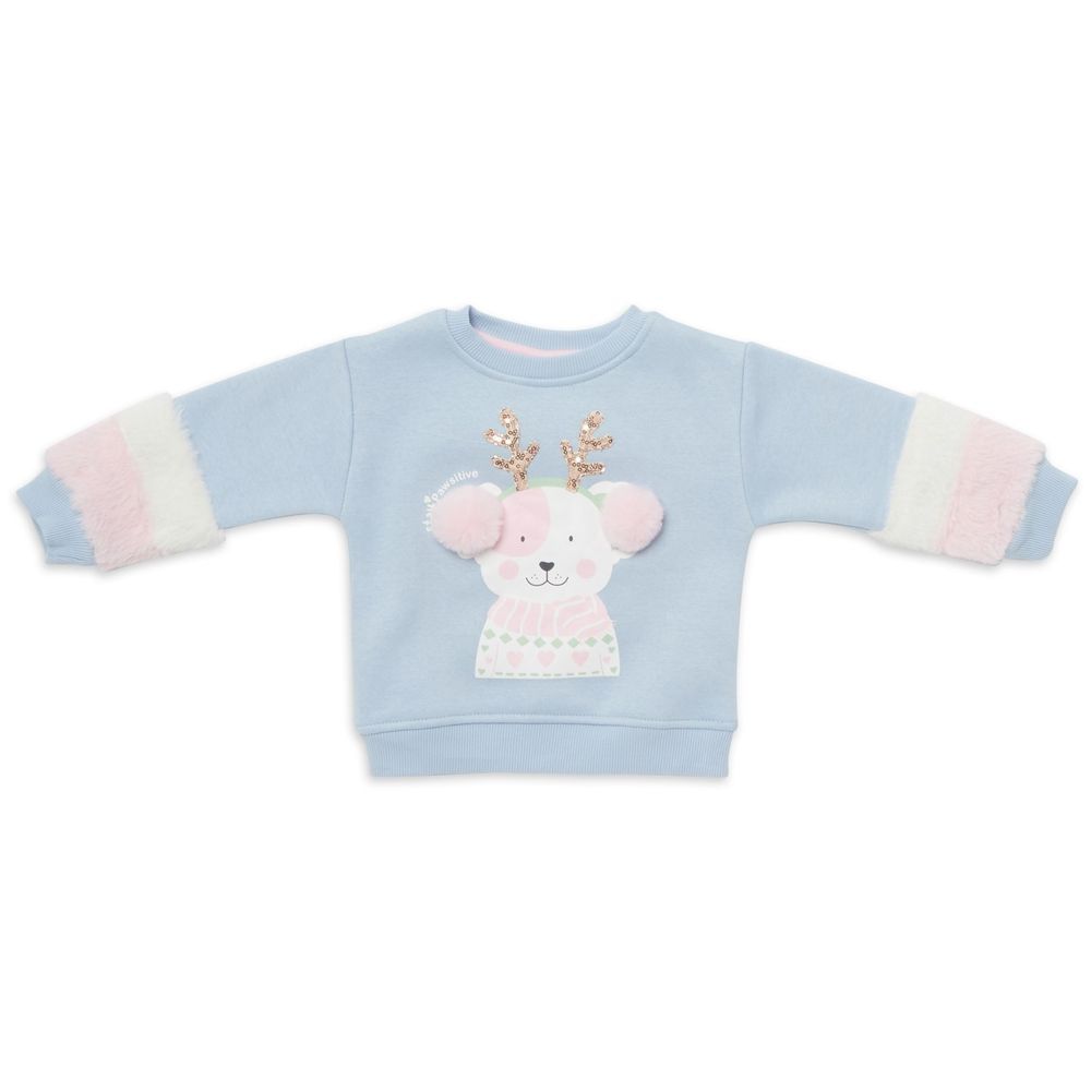 Little Kangaroos - Puppy Print Sweatshirt - Ice Blue