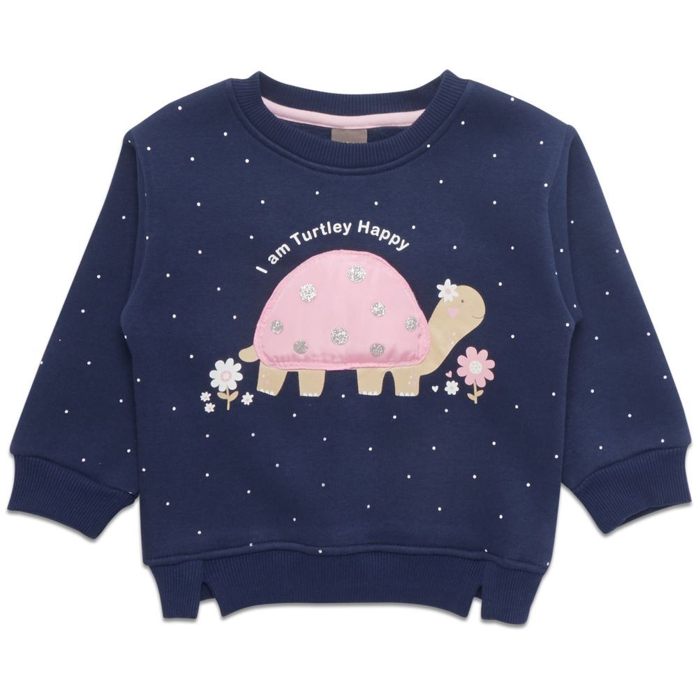 Little Kangaroos - Turtle Print Sweatshirt - Navy Blue