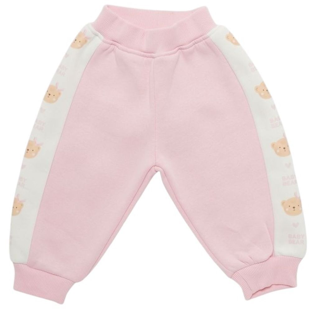 Little Kangaroos - Baby Girl Bear Design Joggers - Pink