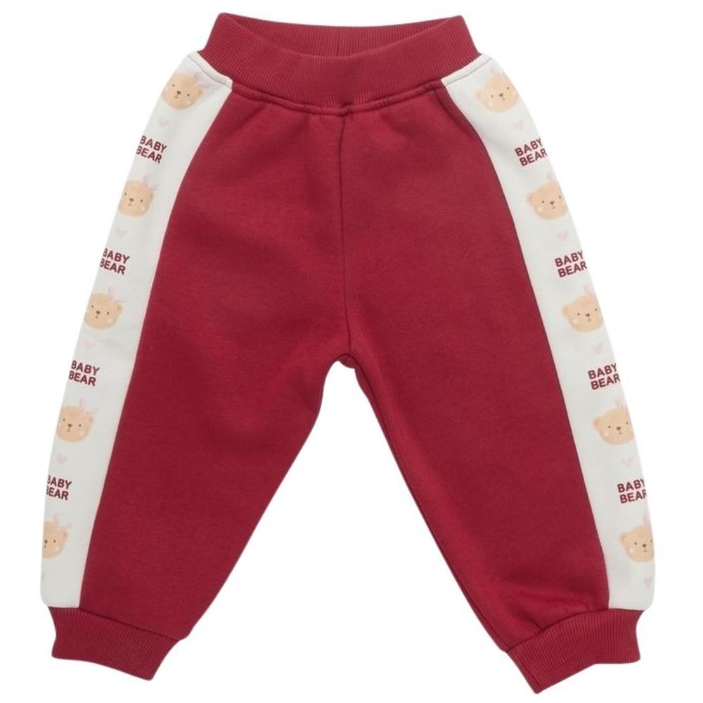 Little Kangaroos - Bear Design Joggers - Berry Red