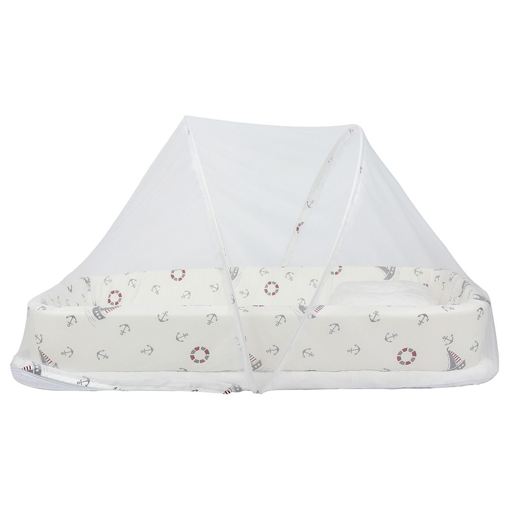 White&Grey - Baby Bed With Soft Tencel Paddings - Boat