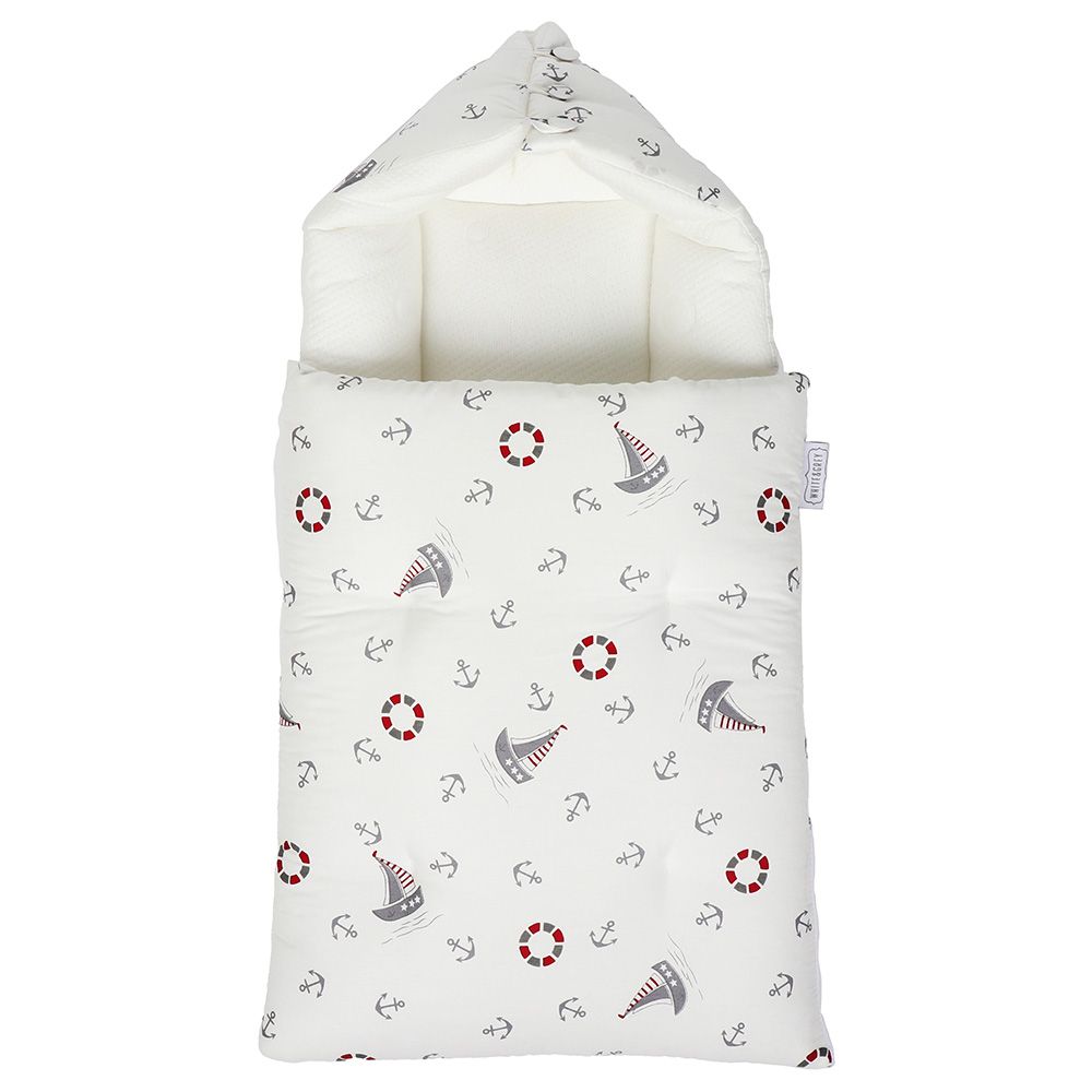 White&Grey - Baby Sleeping Bag Soft Bamboo Swaddle Nest - Boat