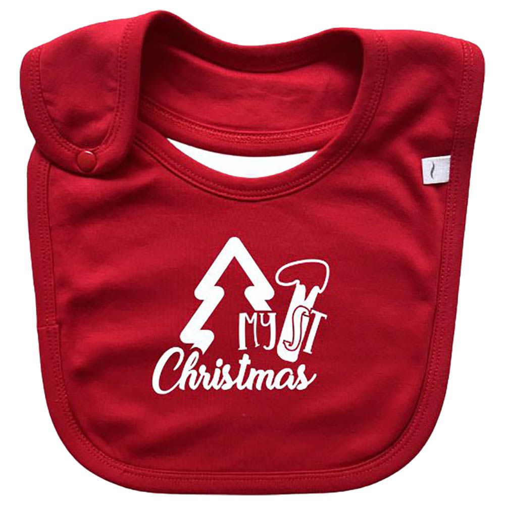 Impressions - My First Christmas Bib - Tree - Red