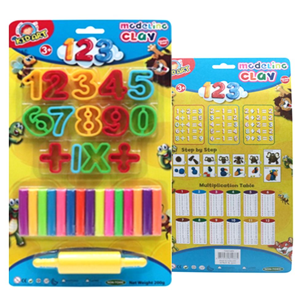 Kidart - Modelling Clay 15 Colors 14 Numbers & Roller Molds