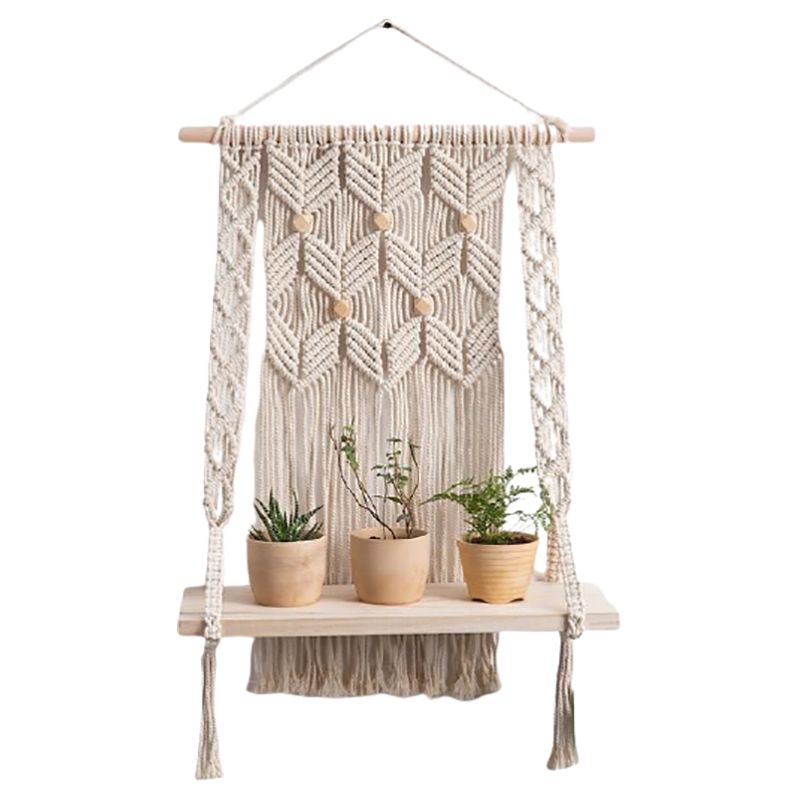 Cherrypick - Macrame Boho Wall Hanging Shelf - Beige