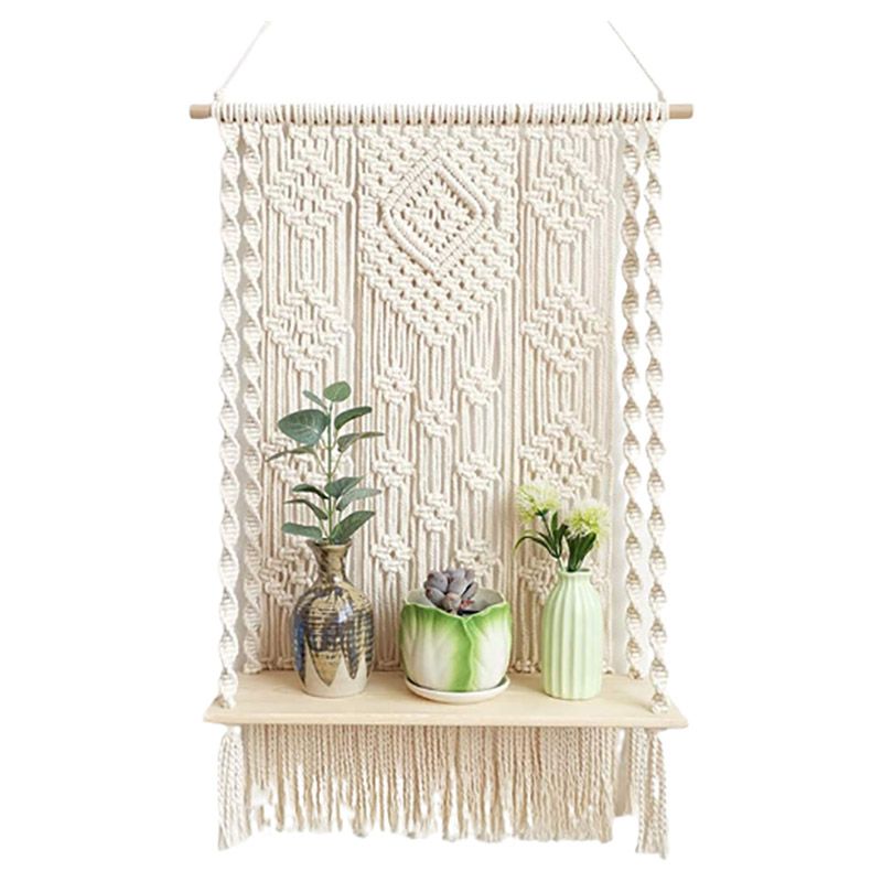 Cherrypick - Macrame Boho Wall Hanging Shelf - Brown