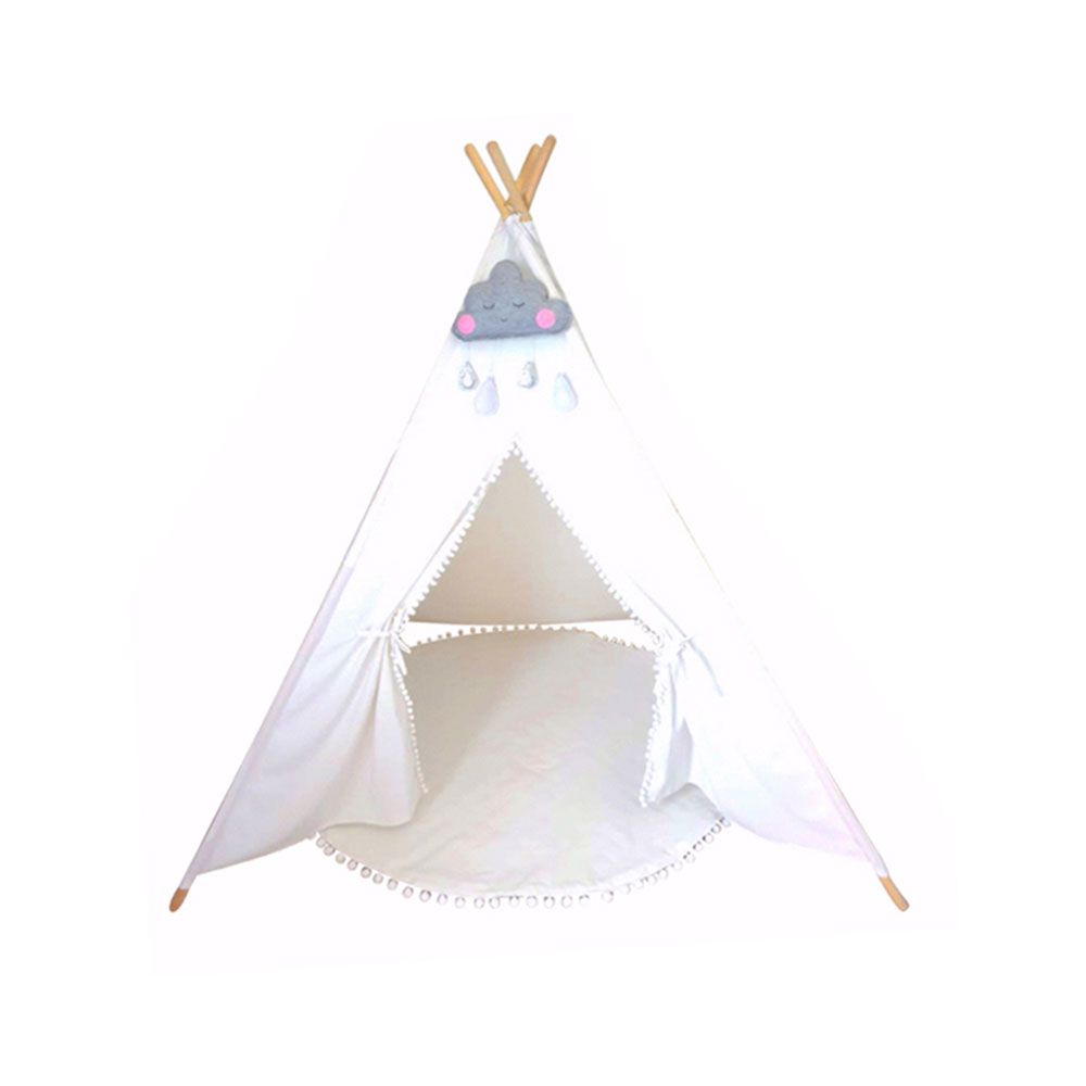 Cherrypick - White Dove Pompom Cotton Teepee W/ Mat