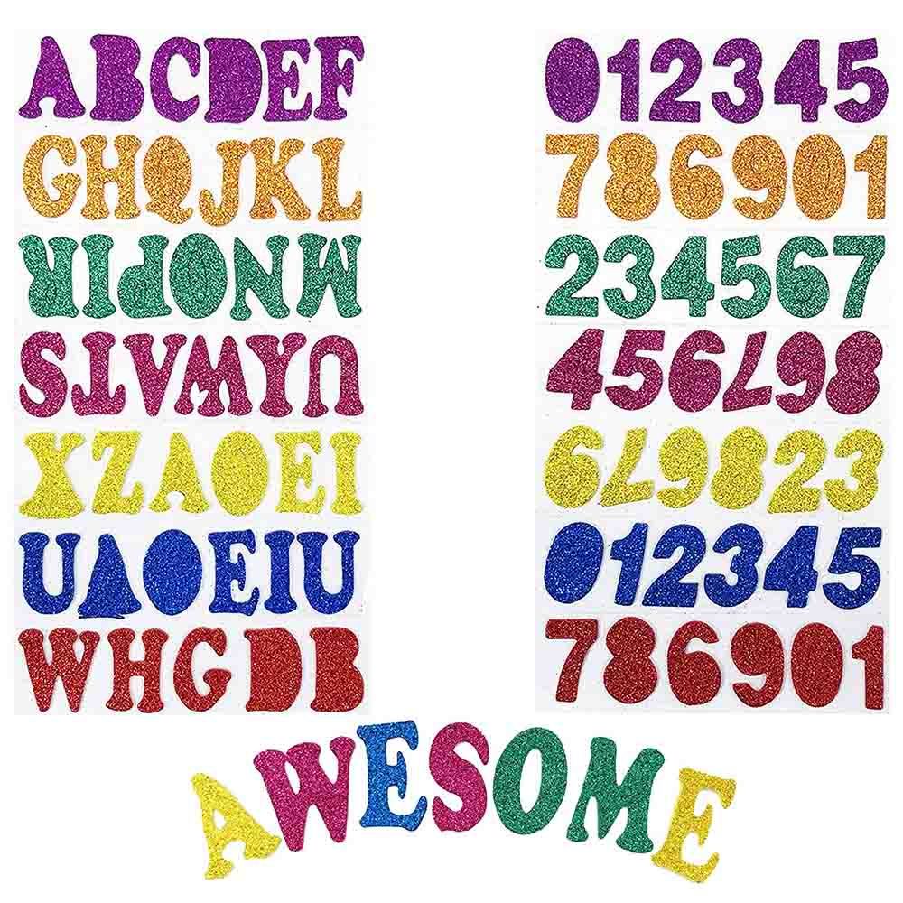 Mindset - Glitter Eva Foam Stickers, Numbers & Alphabet - Assorted