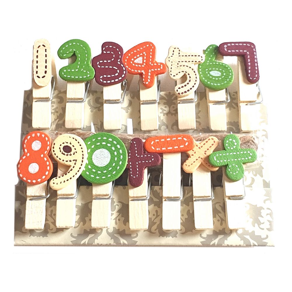 Mindset - Wooden Craft Number Notation Pegs 14pcs