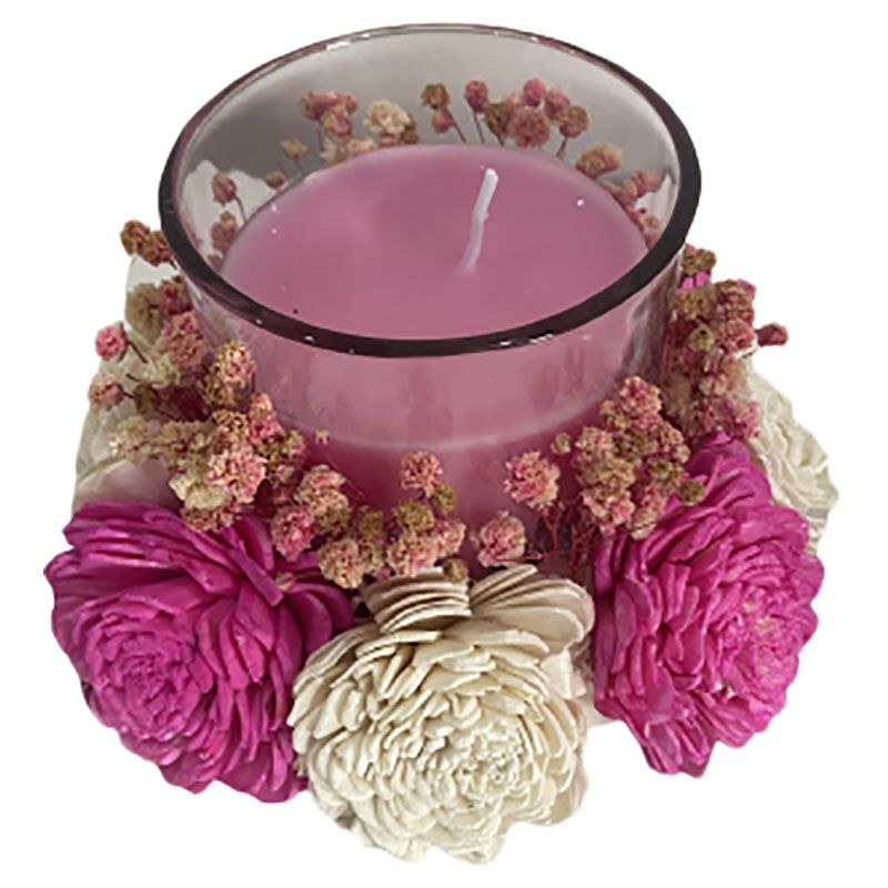 Eco Flowers - Handcrafted Candles W/ Eco Dried Flowers- Strawberry