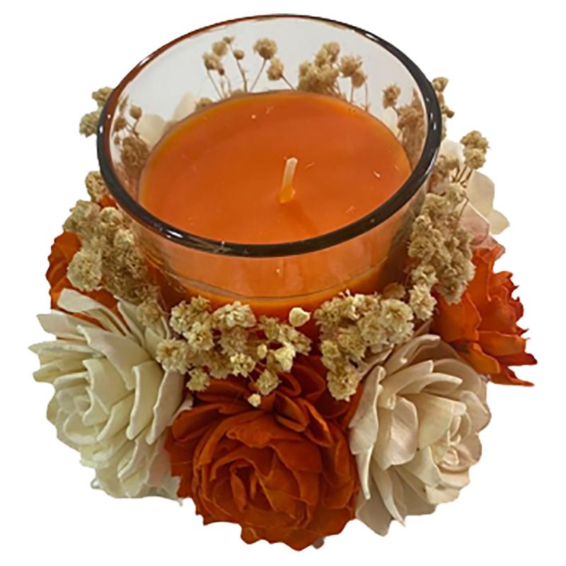 Eco Flowers - Handcrafted Candles W/ Eco Dried Flowers- Peach 