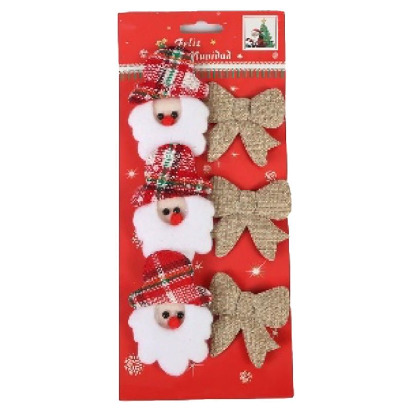 Merry Christmas - Santa Bow and Clip - Pack of 6