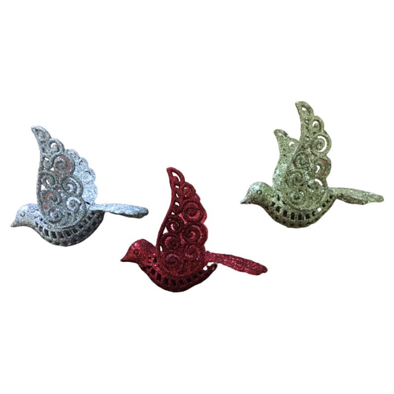 Merry Christmas - Glitter Birds Hanging Decor - Pack of 3