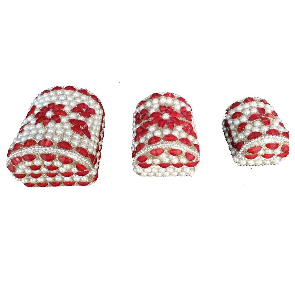 Kaf Craft - Set of 3 Jewelry Boxes Handcrafted - Red