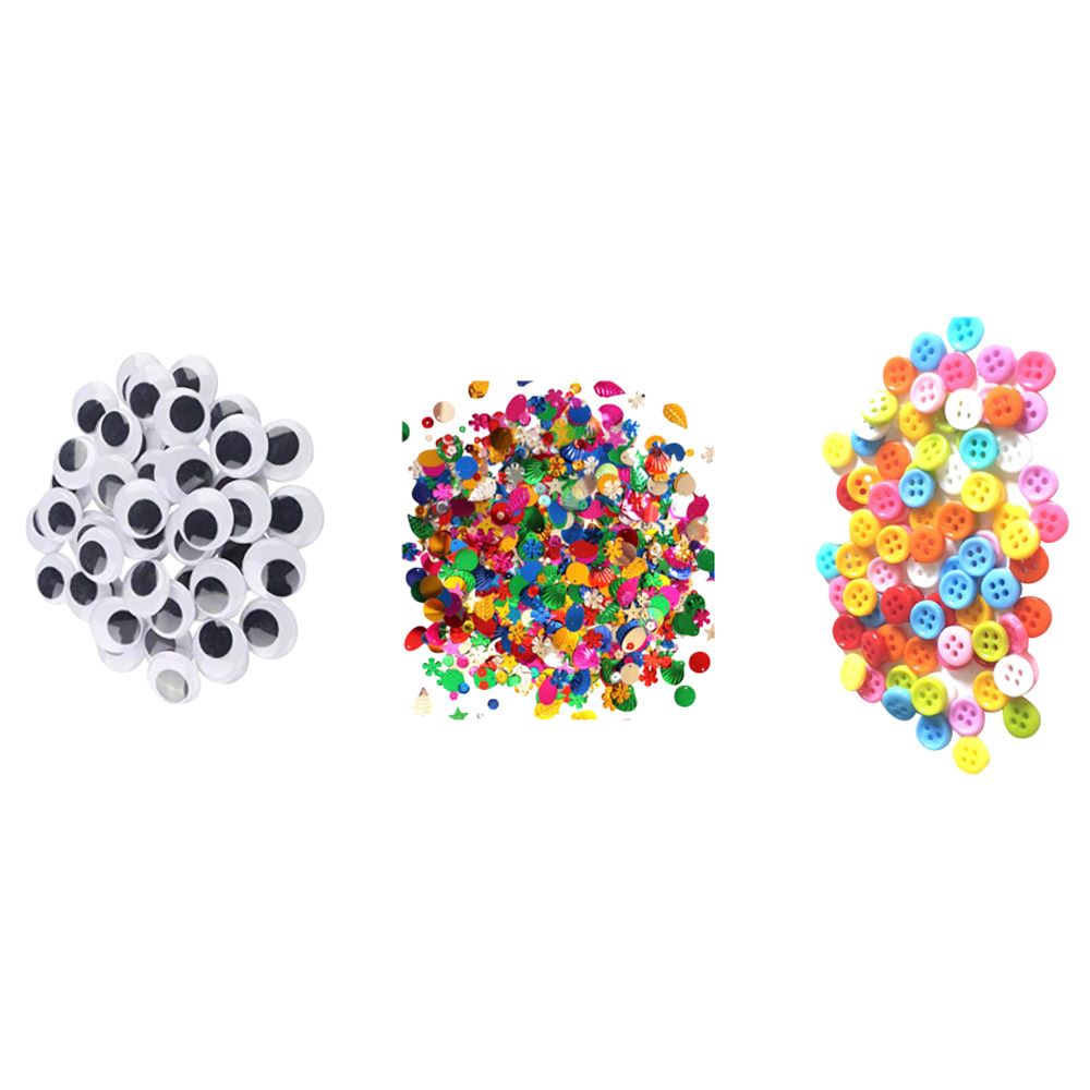 Mindset - Craft Wiggle Eyes + Button + Mixed Sequins Shapes