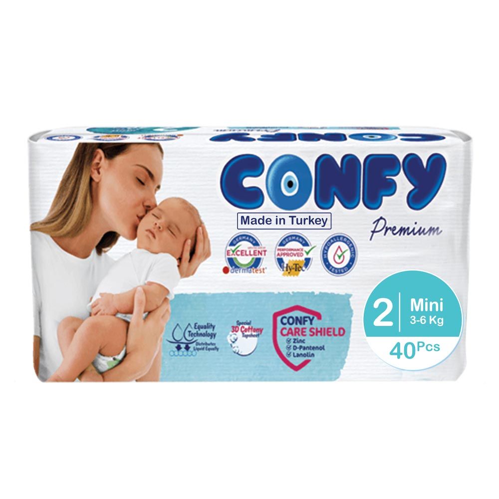 Confy - Premium Baby Diapers Eco Single Pack - Mini Size 2 - 5-8kg - 40 Diapers