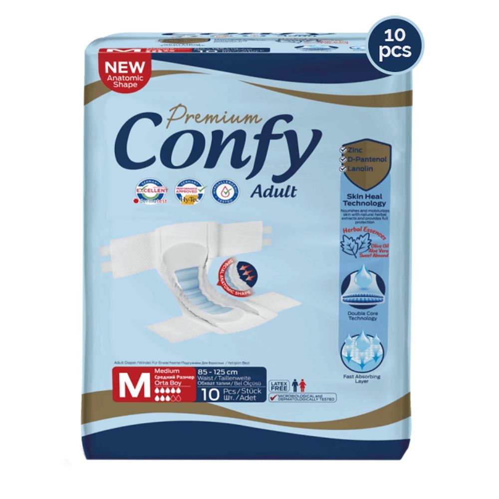 Confy - Premium Adult Diapers - Medium Standard 10pcs