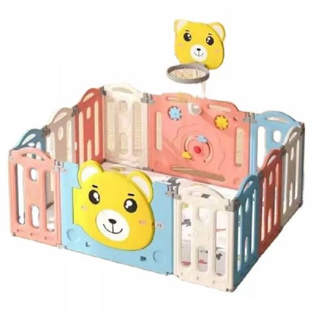 Megastar - 16-Panel Owl Playpen W/ Lock Door - Pink & White