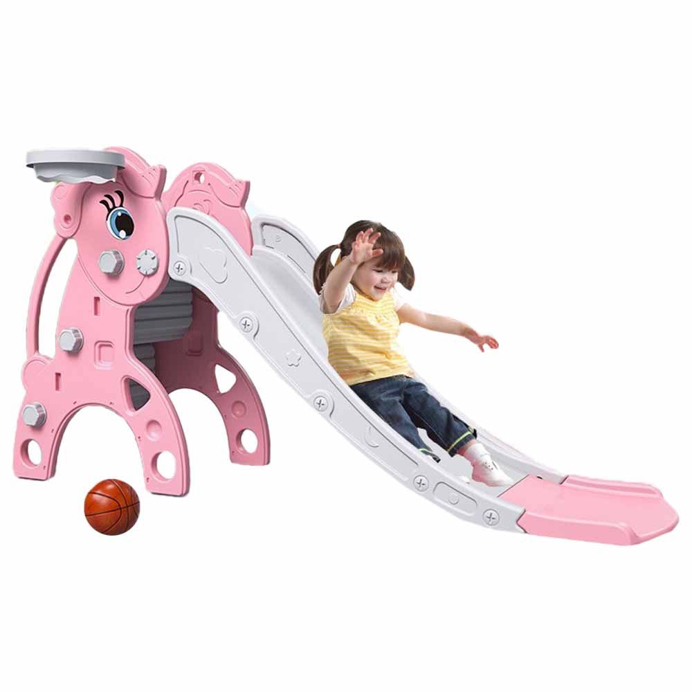 Megastar - Pony Foldable Slide W/ Ball & Basketball Hoop - Pink