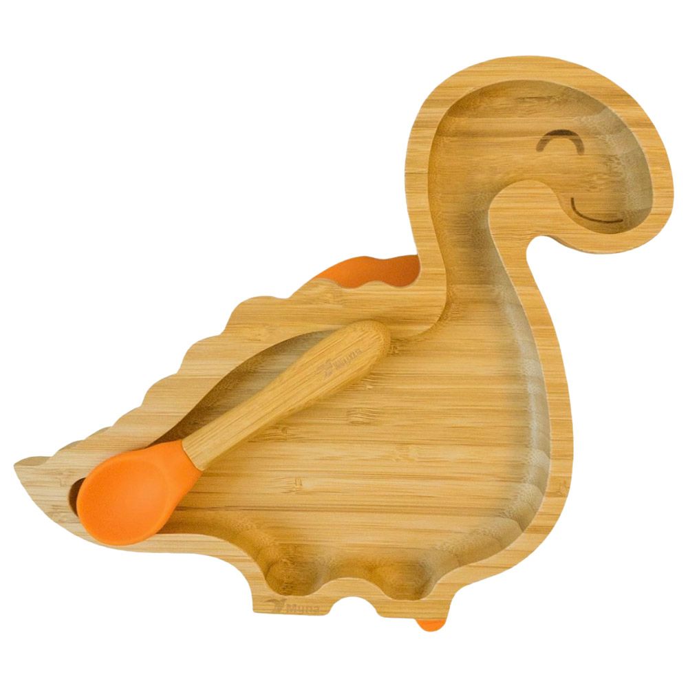 Myna Box - Dinosaur Bamboo Plate - Orange