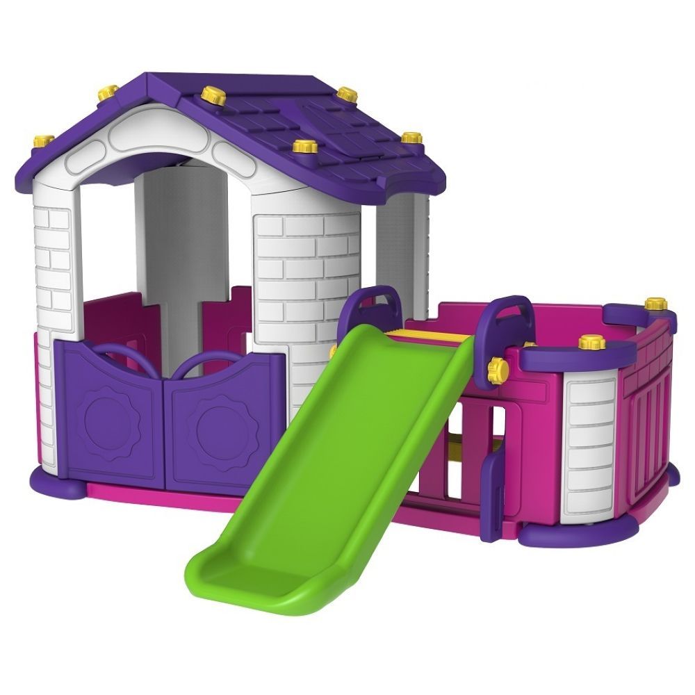 MYTS - Indoor 3-in-1 Playhouse With Slide + Play Area Purple