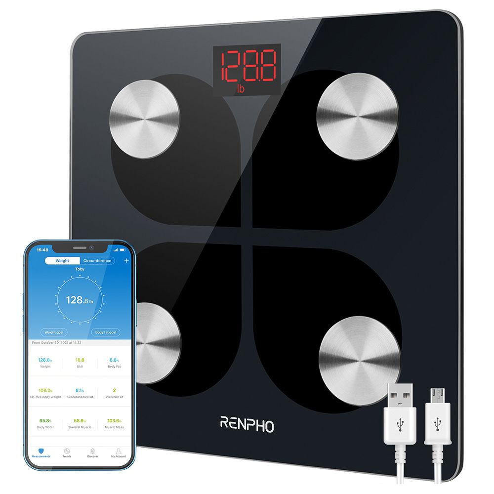 Renpho - Rechargeable Smart Scale - Elis - Black