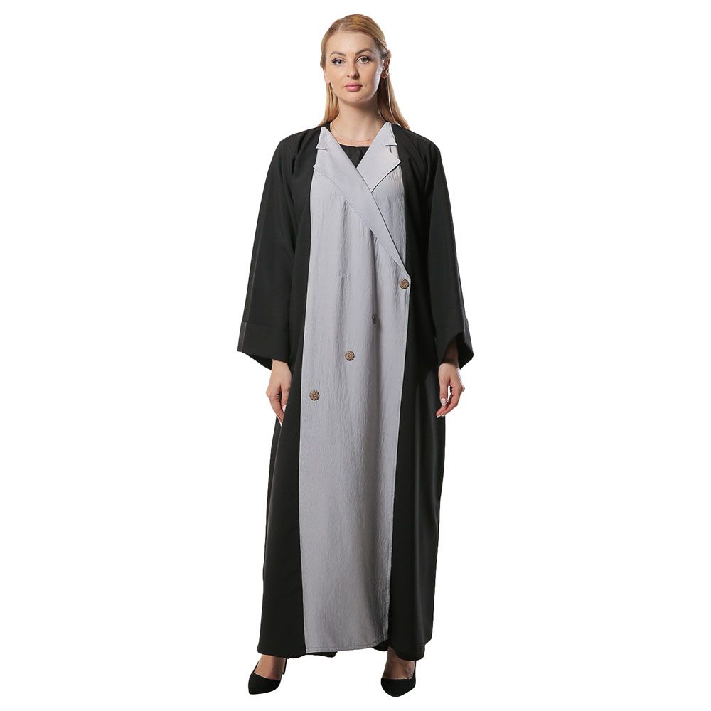 Moi Street - Colorblock Casual Abaya w/ Button Detailing