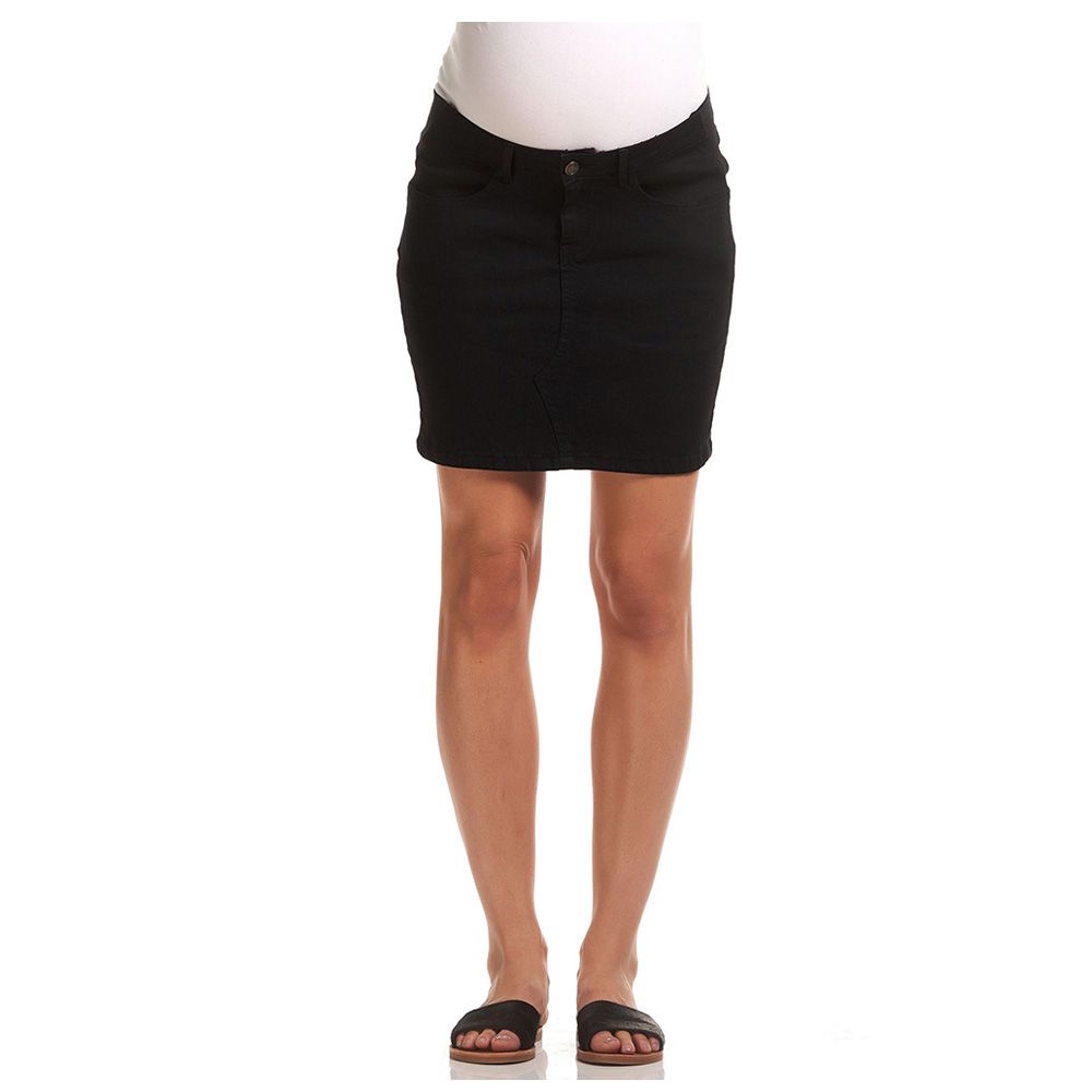 Mums & Bumps - Soon Paige Denim Maternity Skirt - Black