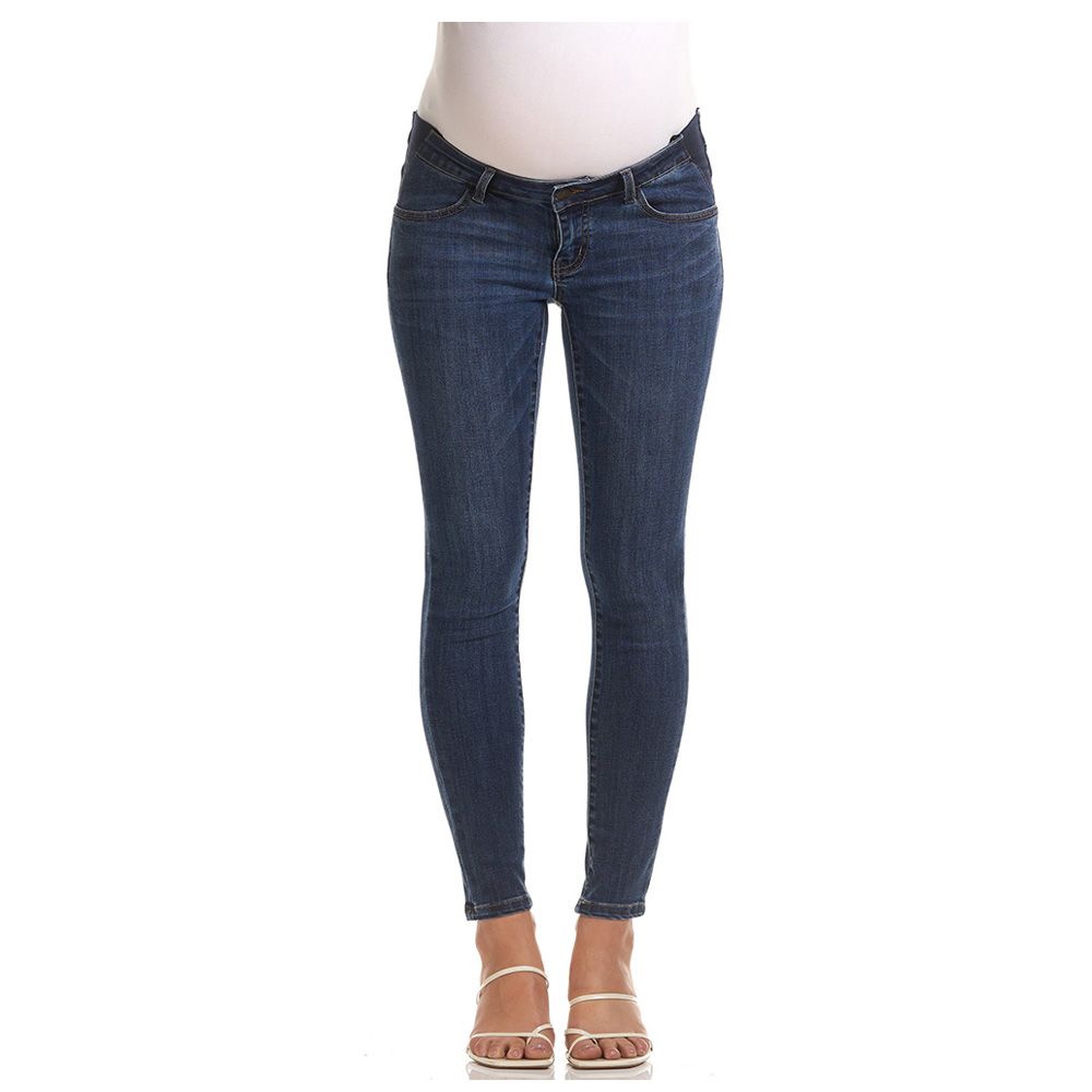 Mums & Bumps - Soon Esme Skinny Crop Maternity Jeans - Mid Blue