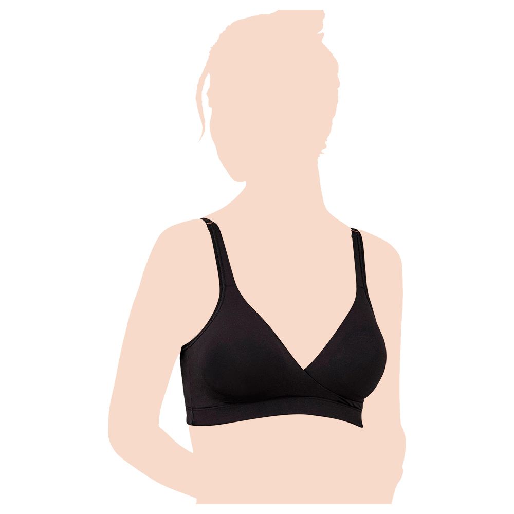 Mums & Bumps - Leonisa Supersoft Crossover Nursing Sleep Bra - Black