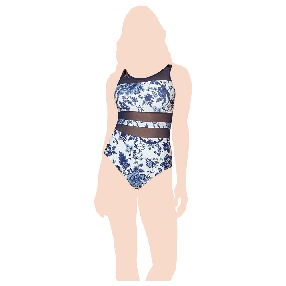 Mums & Bumps - Leonisa Slimming Graphic Mesh Detail One-Piece Swimsuit