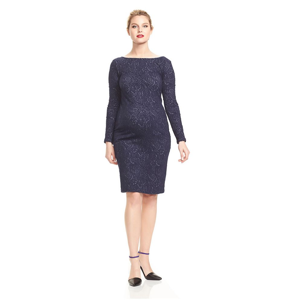 Mums & Bumps -Soon Heidi Midi Maternity Dress - Navy