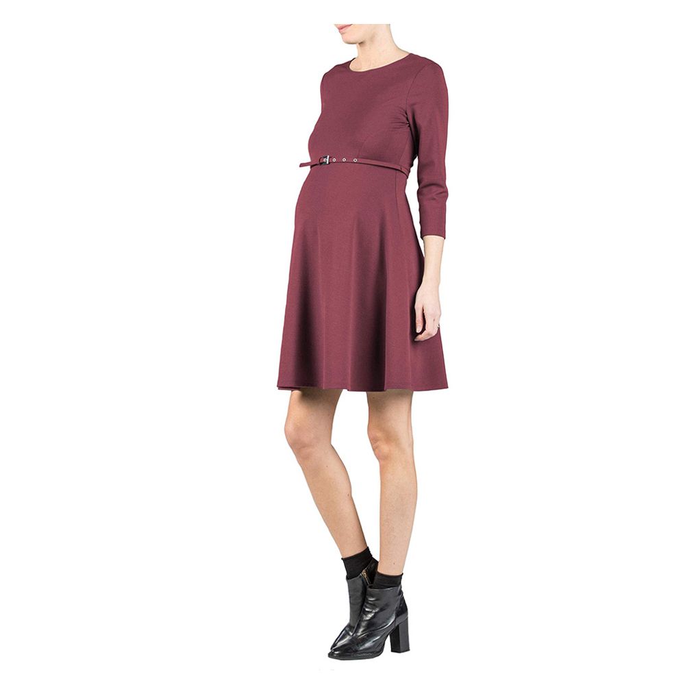 Mums & Bumps - Attesa Flared Maternity Dress - Bordeaux