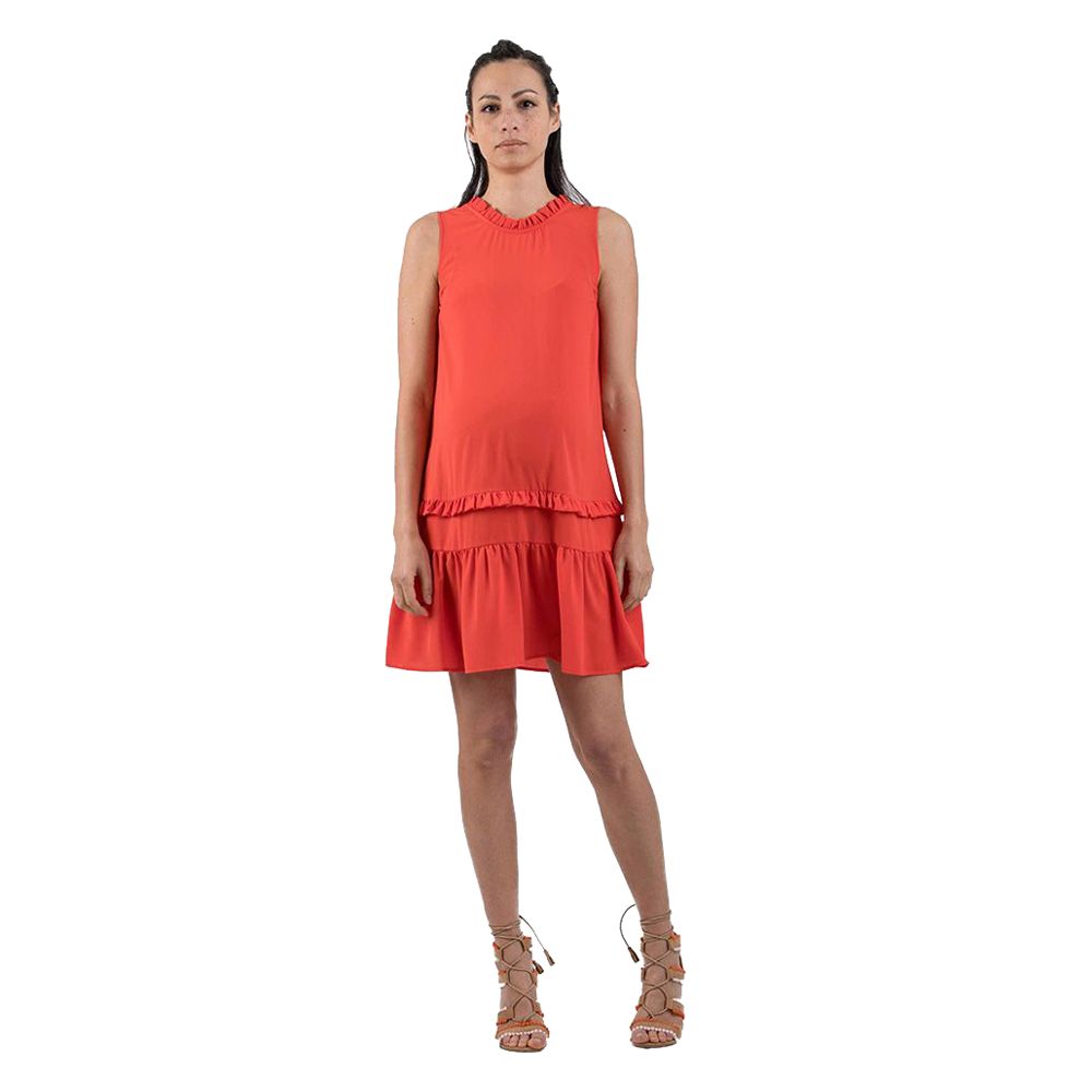 Mums & Bumps - Attesa Ruffle Maternity Dress - Coral