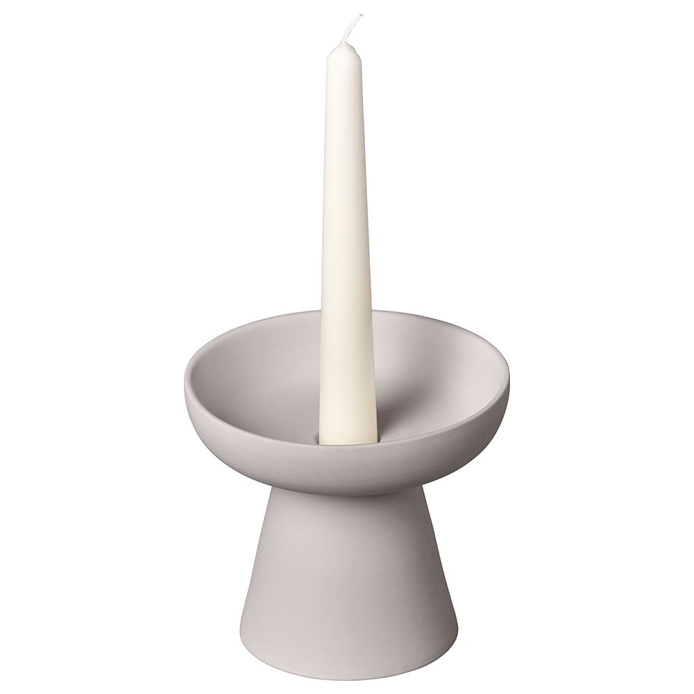 Aery - Porcini Pillar & Taper Candle Holder - Grey - M 