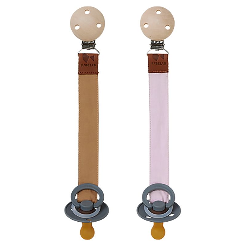 Fabelab - Organic Cotton Pacifier Strap - Pack Of 2 - Lilac/Caramel