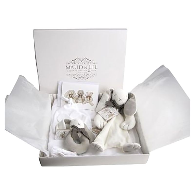 Maud N Lil - Ears The Bunny Luxury Organic Baby Gift Box - White/Grey