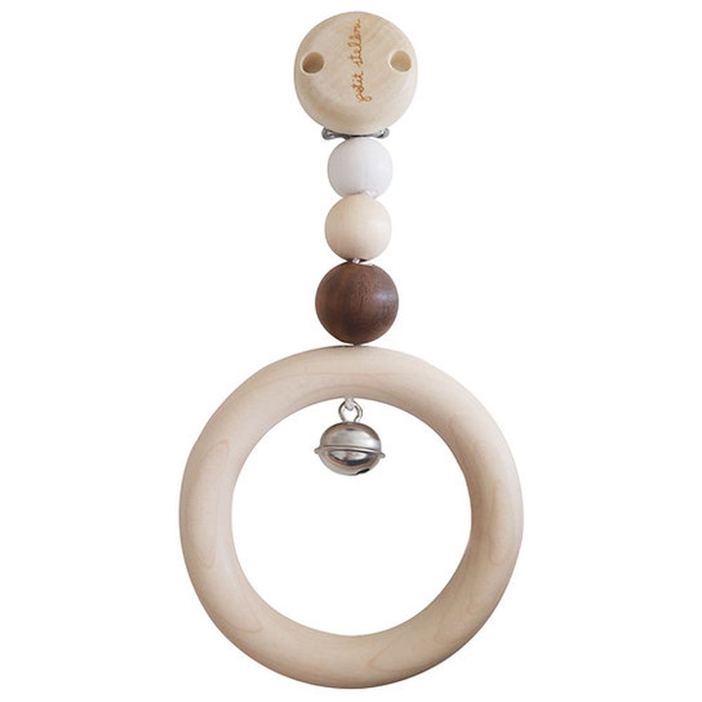 Petit Stellou - Eco Wood Baby Rattle Clip - Walnut