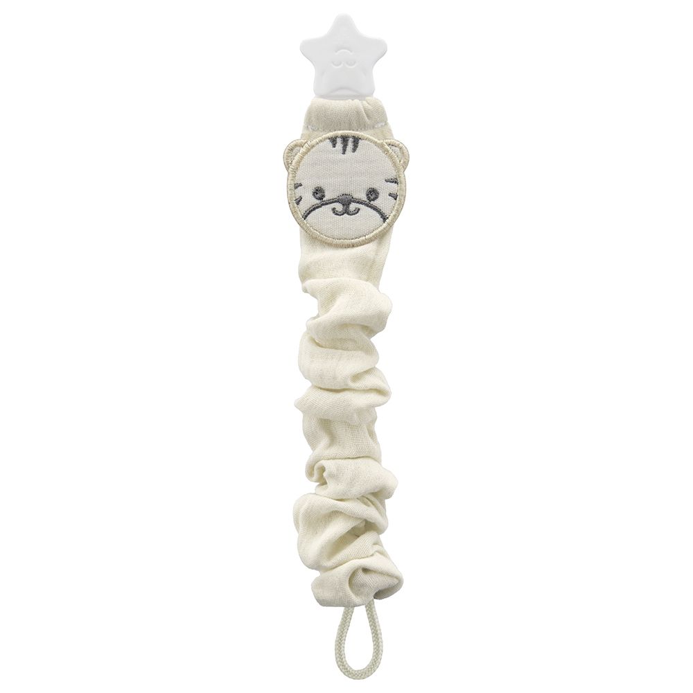 Babyjem - Pacifier Hanger w/ Raw Silk Material - Cream