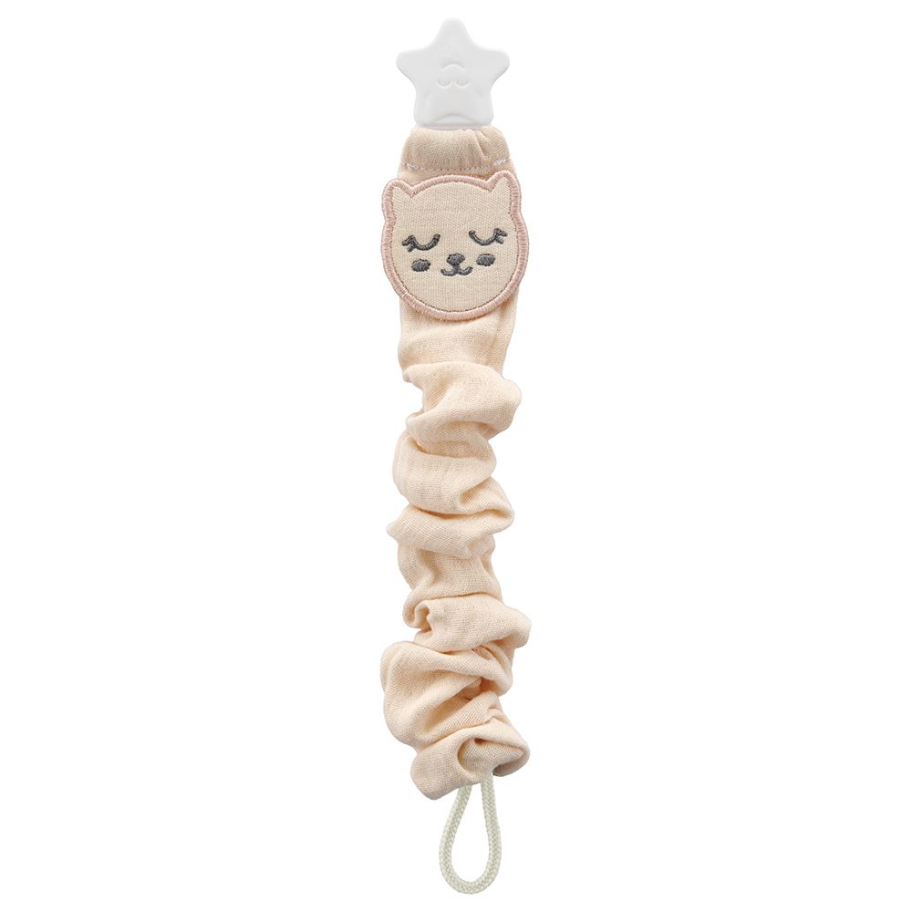 Babyjem - Pacifier Hanger w/ Raw Silk Material - Ivory