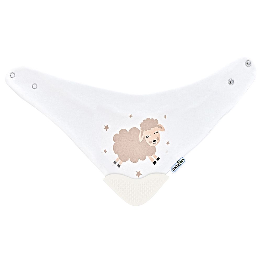 Babyjem - Triangle Bib w/ Teether - White